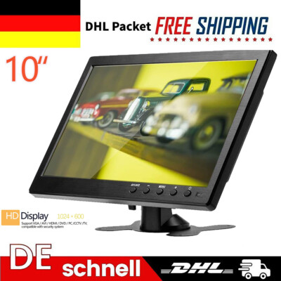 10.1 Zoll HD Display Bildschirm PC Auto Monitor CCTV AV/BNC/VGA/HDMI Speaker