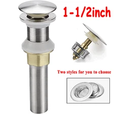 1PC Bathroom Sink Drain Brushed Nickel Vessel Basin Stopper with No Overflow