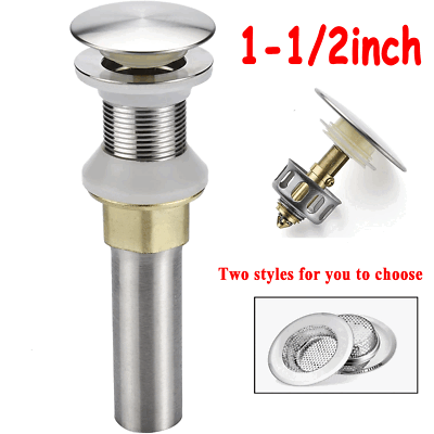 #ad 1PC Bathroom Sink Drain Brushed Nickel Vessel Basin Stopper with No Overflow $13.69