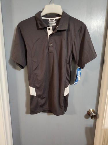 Brooks Mens Gray White Short Sleeve Varsity Polo Shirt Size XS NWT ***FLAW***