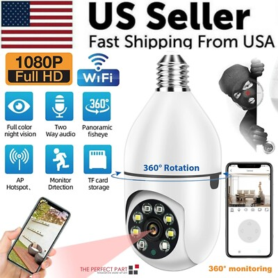 #ad #ad 360° 1080P IP E27 Light Bulb Camera Wi Fi IR Night Smart Home Wireless Security $16.99