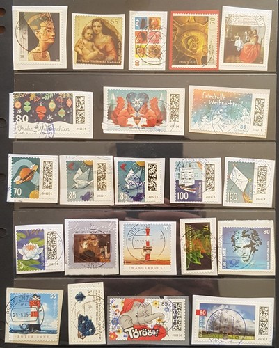 Germany recently used stamp selection on paper (22) bargain buy, great cat. valu