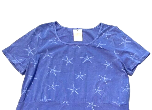 FRESH PRODUCE Medium PERI BLUE STARFISH $75.00 SADIE Jersey Cotton Dress NWT M - Picture 2 of 4