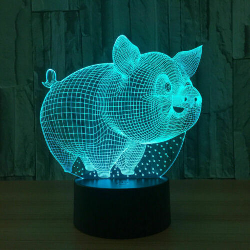 3D Illusion LED Baby Night Light 7-Color Changing PIG Desk Lamp Decorative B - Picture 1 of 1