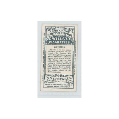 1910 Wills's Cigarettes Arms of British Empire Cyprus #32