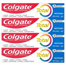 Colgate Total Whitening Toothpaste Gel Pack of 4 5.1 oz for Stronger Teeth