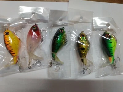 Whopper Popper 75mm 17g Topwater Rotating Wobbler Crankbait - Lot of 5 colors
