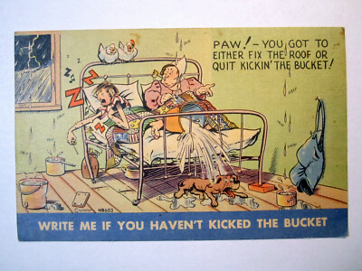 Hillbilly Paw Got to Fix Roof or Quit Kickin The Bucket Write Me Postcard 2112