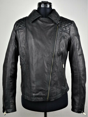 S. Oliver leather jacket biker style women's leather jacket black size 38 New with tags