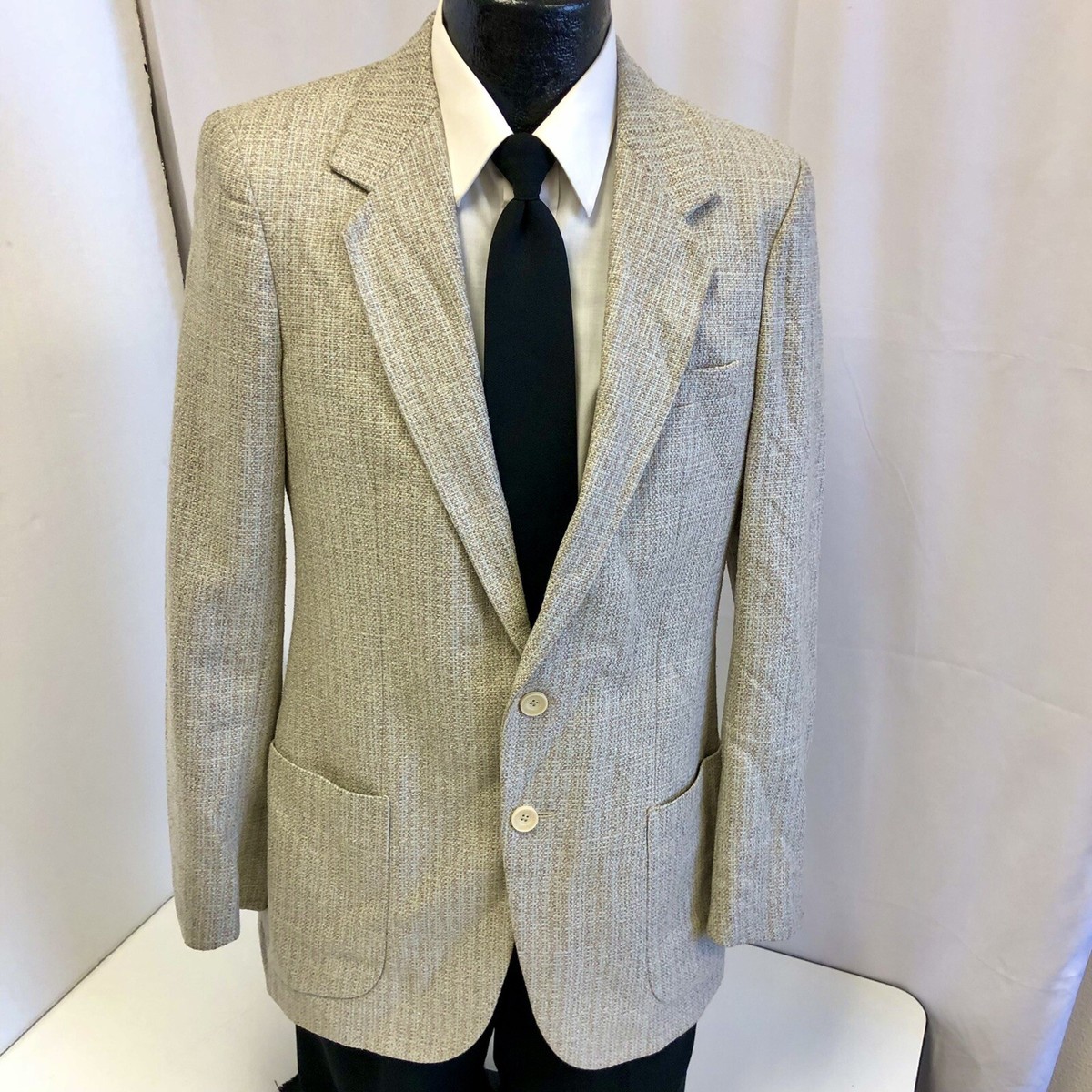 Vtg Webster Men's Gray CELEDON Blue Sport Coat TWEED Silk