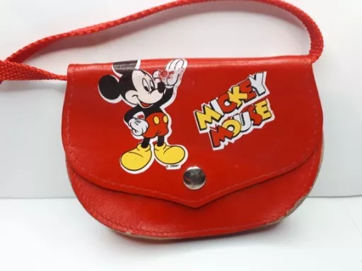 Vintage Disney Mickey Mouse Small Red Purse For Kids Collectable