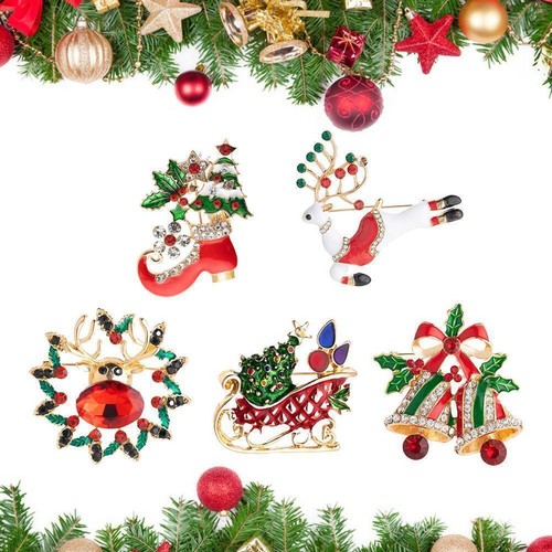 Rhinestone Christmas Sock Brooch For Women Christmas Gifts Pins Gift F2O4 J4S1 - Picture 4 of 27