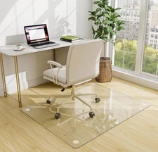 Easly 46" X 55" Chair Mat for Carpet - Office Chair Mat - Tempered Glass Floor M