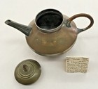 Tea Pot, Brass & Pewter Footed, from Holland With Top/Card