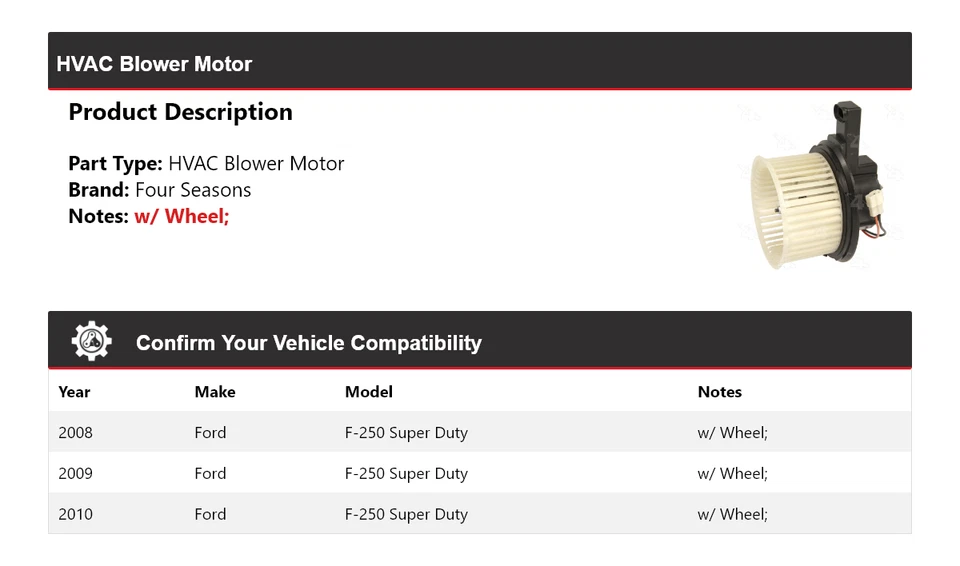 适用于 2008 - 2010 年福特 F-250 超级重型暖通空调鼓风机电机 2009 年 4 季 — 第 2/4 张图片