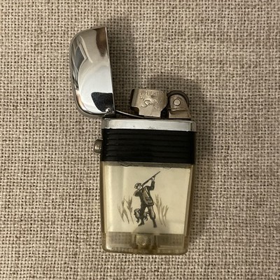 Vintage VU Scripto Hunter & Dog Flip-Top Lighter Black Band Made in USA