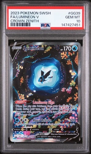 PSA 10!!! Lumineon V GG39/GG70 Crown Zenith: Galarian Gallery Ultra Rare