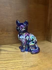 Purple Carnival Glass Fenton Cat Figurine