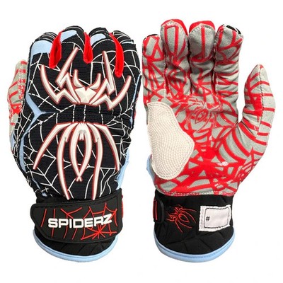 Spiderz HYBRID Batting Gloves - Black/Columbia Blue/Red - XL