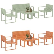 Outsunny Set da Giardino 5 Pz con Divanetto 2 Poltroncine e 2 Tavolini