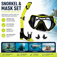 Adult Snorkel Mask Set Dry Top Snorkel Panoramic Anti Fog Swimming Diving Gear