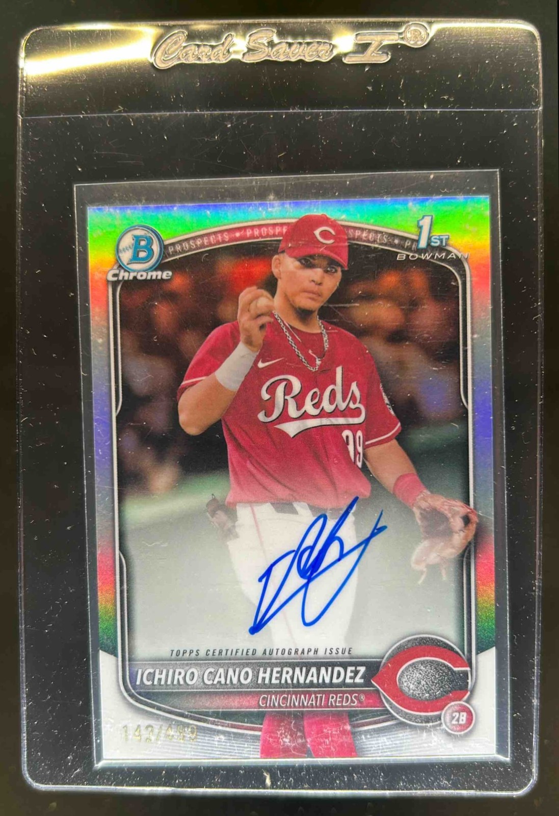2025 Bowman Ichiro Cano Hernandez Chrome Auto Refractor 1st #/499 Reds