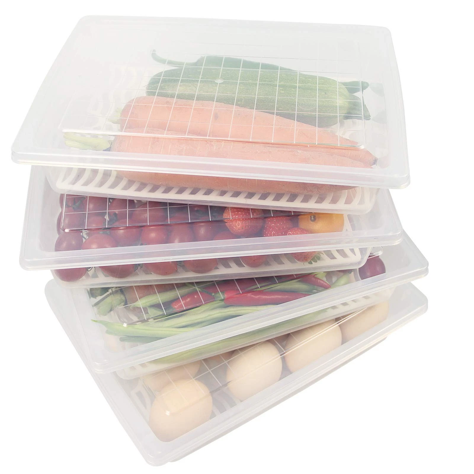 Food Storage Container, Plastic Food Containers with Removable Drain Plate an...