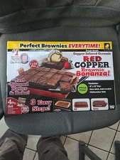 Red Copper Brownie Bonanza Nonstick Bake Pan Set As Seen On TV + Recipe Booklet