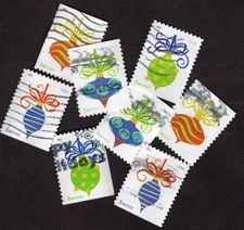 250+ Holiday Celebrations, Holiday Baubles Stamps, Used, Forever, Off Paper