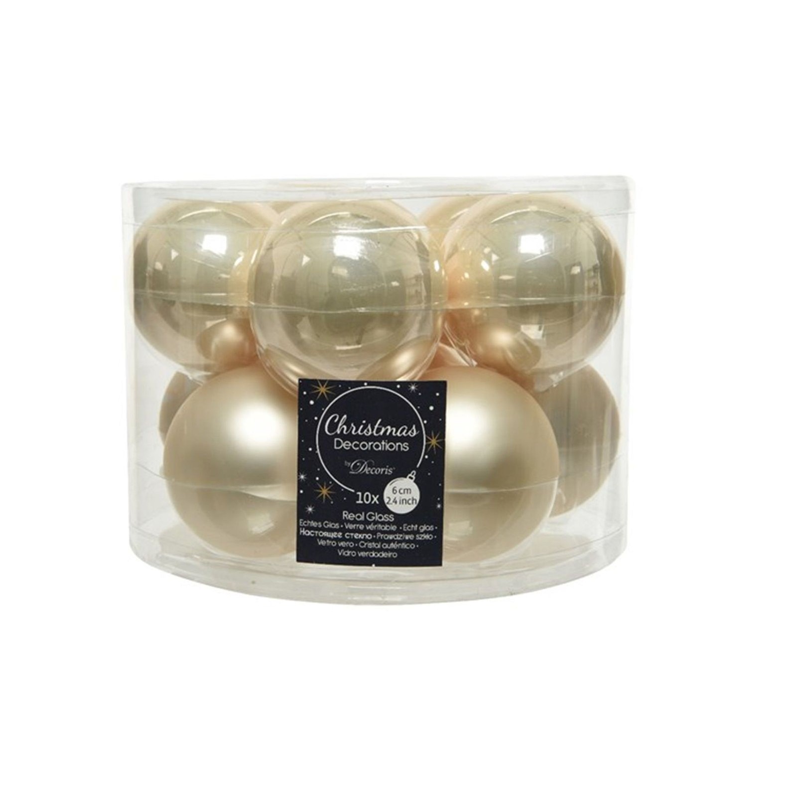 Gold Glass Christmas Baubles Tree Decor Pack Of 10 6cm Pearl Gold Baubles