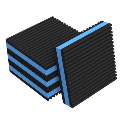 Anti Vibration Pad with Ribbed Rubber, 4'' x 4'' x 7/8'' Blue EVA Center Isolati...