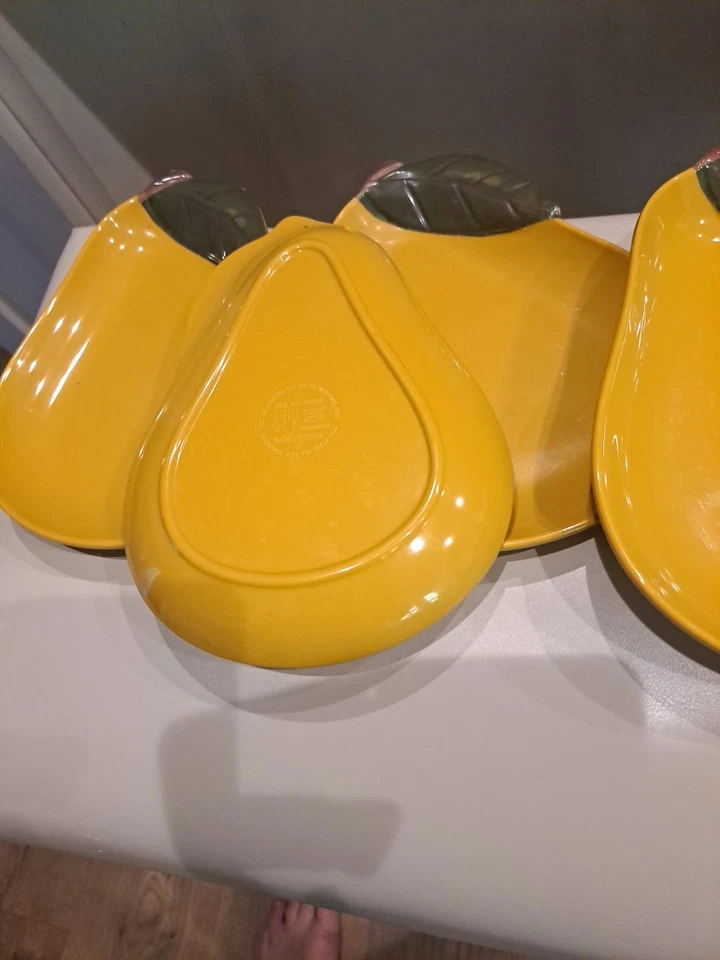 Conjunto de 4 pratos de lanche vintage em forma de pera melamina ouro e aperitivo de frutas verdes - Imagem 4 de 4
