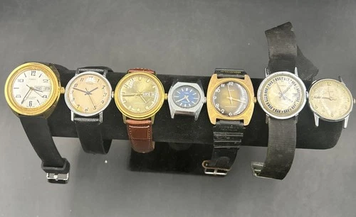 Timex Lot Of 7 Mens Vintage Wrist Watches Mechanical Analog, Automatic + More