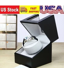 Leather Automatic Single Watch Winder Storage Display Case Box Quiet Motor US