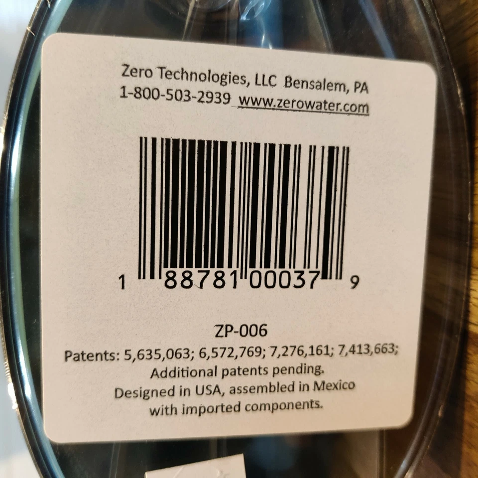 ZEROWATER ZP-006, 6 Cup Water Filter Pitcher w/ Meter White/Blue NEW - Image 3 of 3