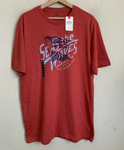 Izod T-Shirt Mens Red Seas The Waves Graphic Logo Short Sleeve Cotton Size L NEW - Picture 2 of 6