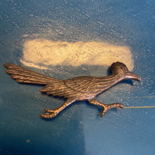 Vintage Copper Roadrunner Bird Brooch Pin -2 1/2”-Adorable