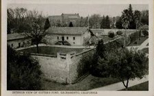 Interior View Sutter's Fort Chrome Postcard Sacramento California Black & White