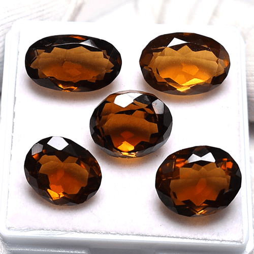 Lot 5 PC Natural Honey Cognac Quartz Hi-Grade 12mm-16mm Oval Cut Loose Gemstones - Picture 3 of 13