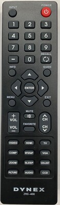 Dynex ZRC-400 LCD TV Remote Control DX-15L150A11, DX-22L150A11,DX-19L150A11 MC65