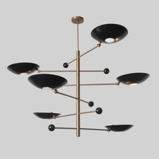 Mid Century Design Disk Shades Pendant Modern Brass Sputnik 6 Light chandelier