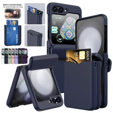For Samsung Galaxy Z Flip 6 Flip 5 4 3 5G Shockproof Card Holder Hinge Slim Case