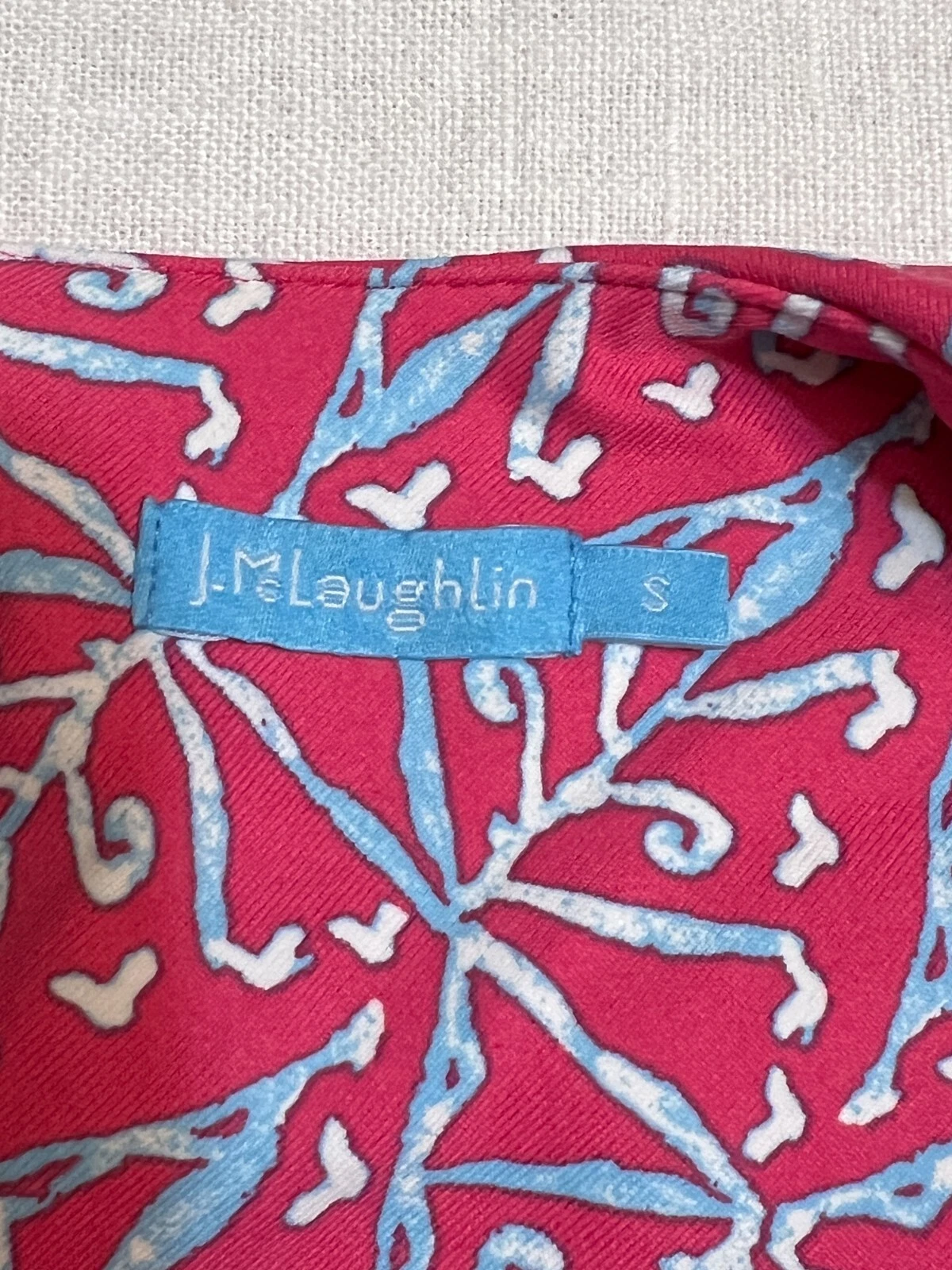 VETEMENTS Abito tubino donna J. McLaughlin rosa blu stampa geometrica taglia small tasche