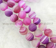 8mm Matte Pink Dream Fire Stripe Agate Gemstone Round Loose Beads 15" AAA
