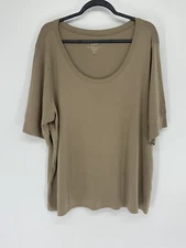 J. JLL T-Shirt Women`s Pima Cotton Elbow Sleeves Tee color Beige Sz 3XL
