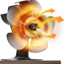 EleMake 5 Blade Heat Powered Stove Top Fan Wood Log Burner Eco Friendly Quiet