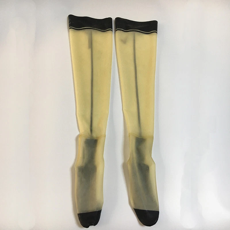 Medias de látex con moño hechas a mano calcetines de goma de pierna larga ropa de club nocturno Foto 4 de 4