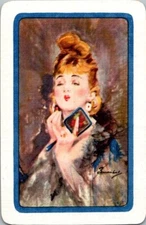 Elegant Lady Artist Barribal Linen Swap Playing Card.
