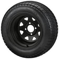 (4) Golf Cart 215/50-12 Deli Street Tires on 12x7 8-Spoke Black Steel Wheels