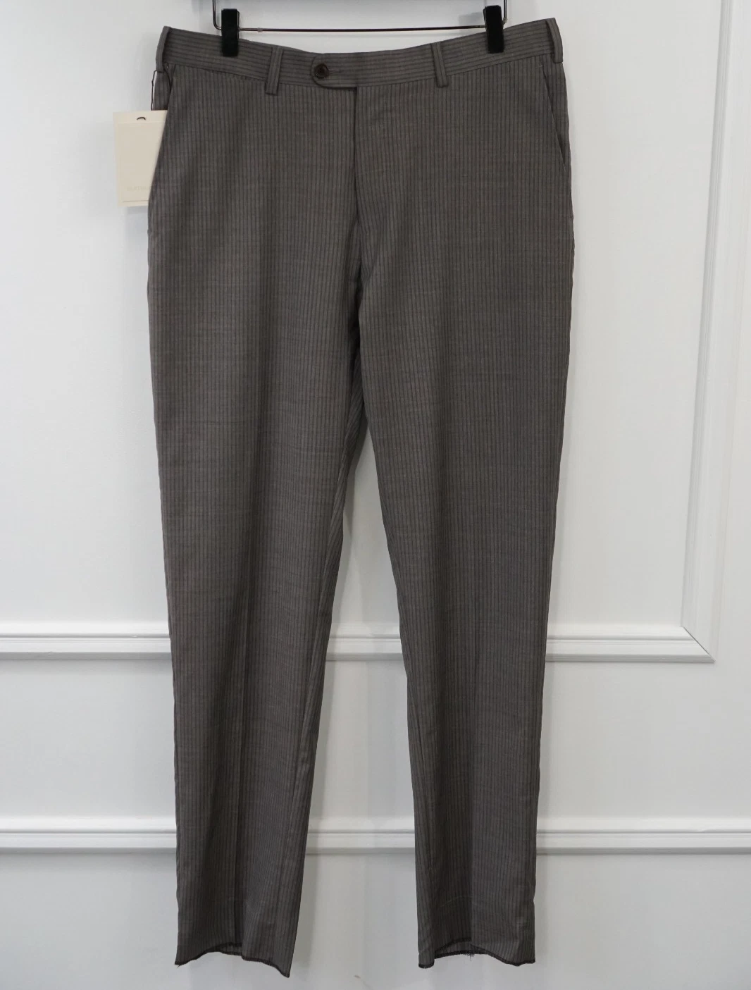 Men Suitsupply Trousers Grey Pure Wool Striped Size EU48 UK/US38